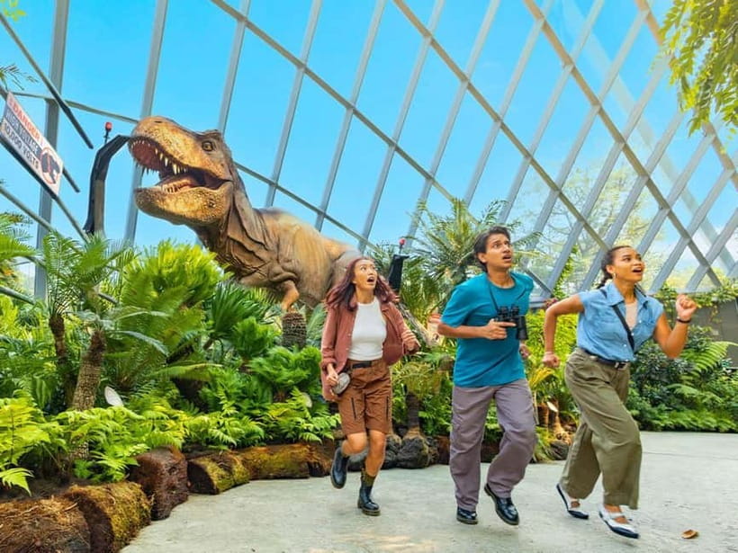 Singapore: Gardens by the Bay & Jurassic World with Pickup - Flower Dome: Cool-Dry Mediterranean Vibes and a Flower Field That Changes